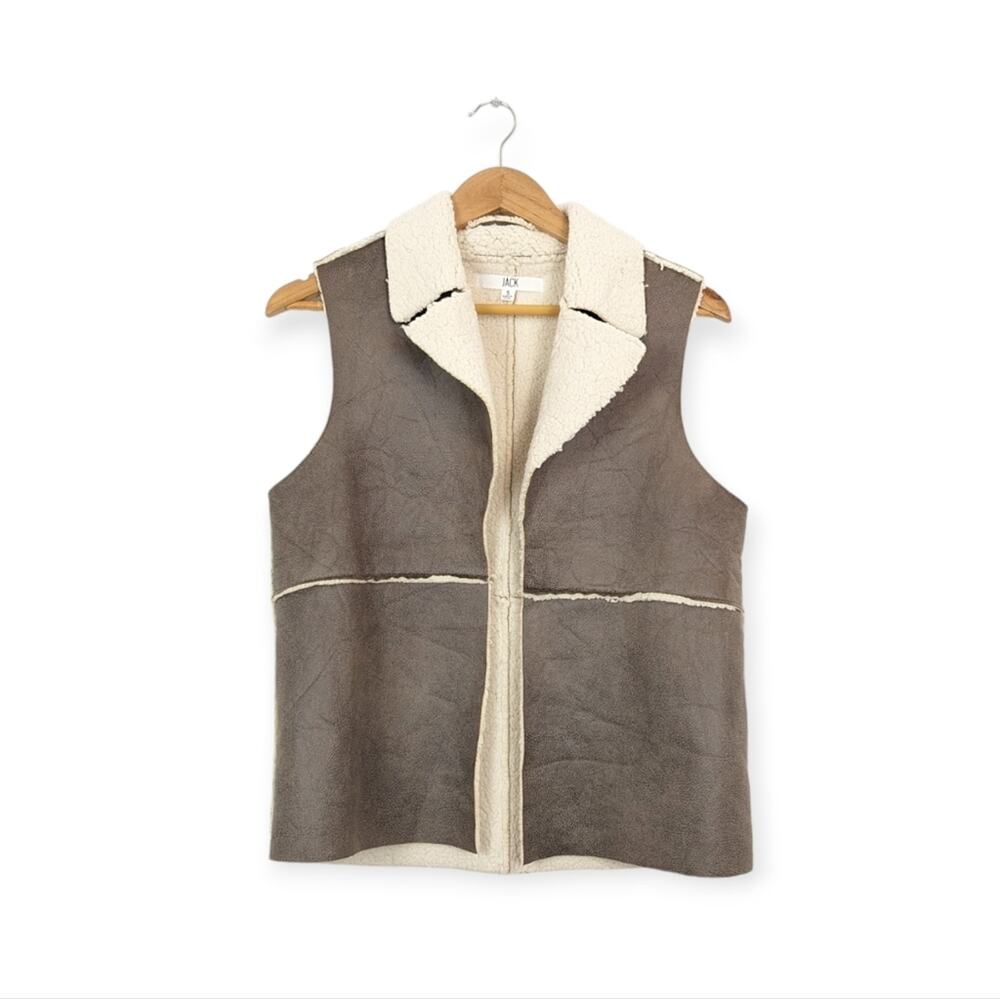 Jack BB Dakota Vest S Brown Faux Shearling Open Front Cozy Layering